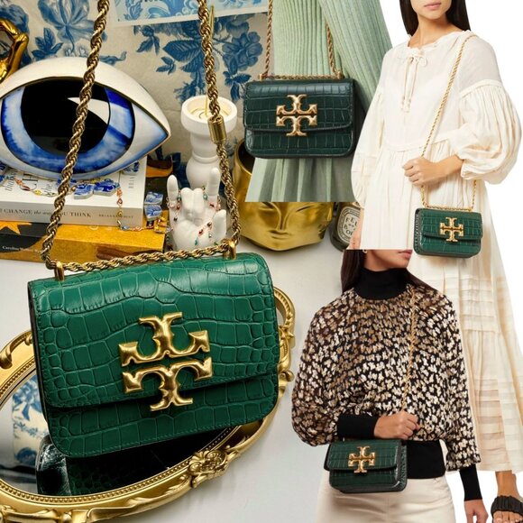 Tory Burch Handbags - 🆕 TORY BURCH 🧿 NWOT Eleanor Malachite Croc Embossed Shoulder Bag - AUTHENTIC